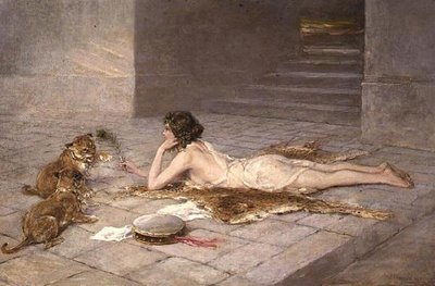 Aslan yavrularını alay etmek by Heywood Hardy