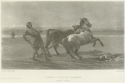 Ulysses delilik numarası yapıyor (gravür) by Heywood Hardy