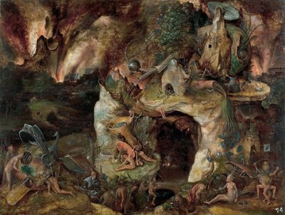 ""Yeraltı Dünyası Manzarası" (Cehennem Manzarası) Jerome Bosch okulundan 1561 Dim 49x64 cm Museo del Prado, Madrid by Hieronymus (school of) Bosch