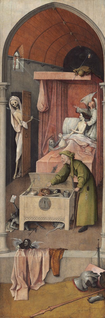 Death and Miser, c.1485-90 (panelde yağ) by Hieronymus Bosch