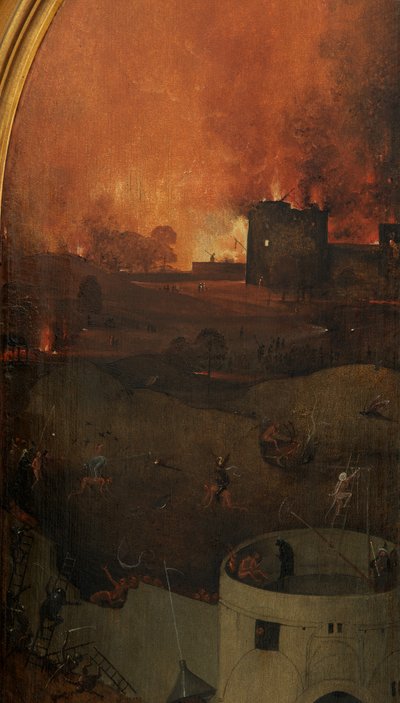 Kıyamet Günü'nün sağ panelinin detayı (panel üzeri yağlı boya) by Hieronymus Bosch