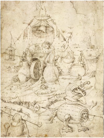 Infernal Landscape par Bosch, Hieronymus (c. 1450-1516). Kalem, kağıt üzerine kahverengi Hint mürekkebi, c. 1500, Özel Koleksiyon by Hieronymus Bosch