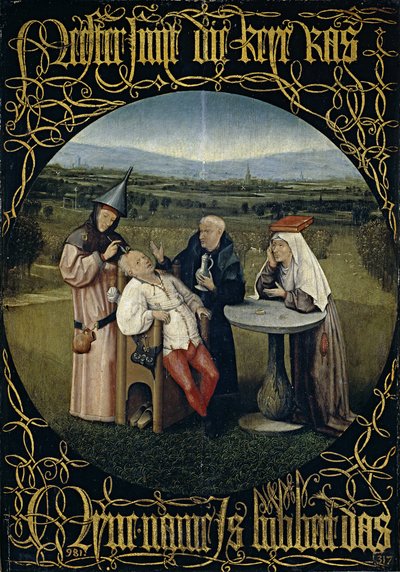 1488 ve 1516 Arasında Delilik Taşının Çıkarılmasının Tedavisi by Hieronymus Bosch