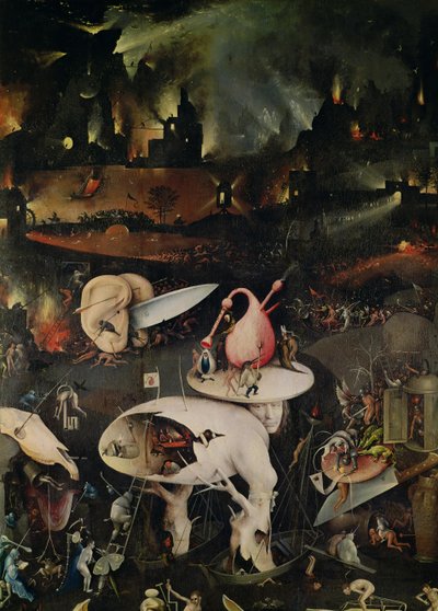 Dünyevi Zevkler Bahçesi, Cehennem, triptikin sağ kanadı, c.1500 by Hieronymus Bosch