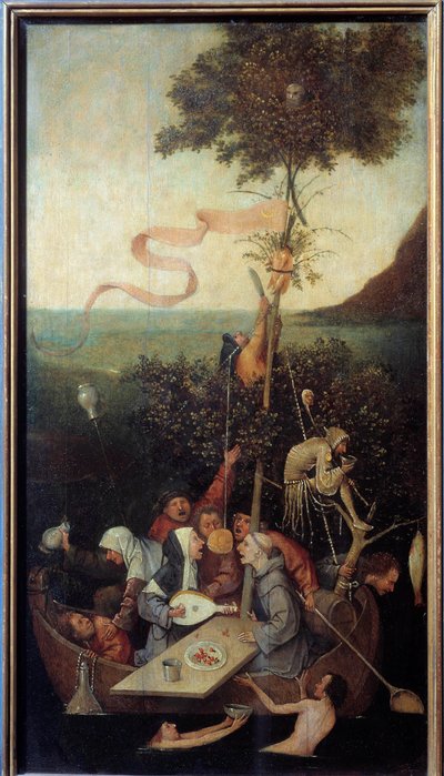 Bir grup sarhoş delinin Çılgın Sahnesi. Hieronymus Van Aeken (Aken) ve Jerome Bosch (1450-1516) tarafından yapılan boyama by Hieronymus Bosch