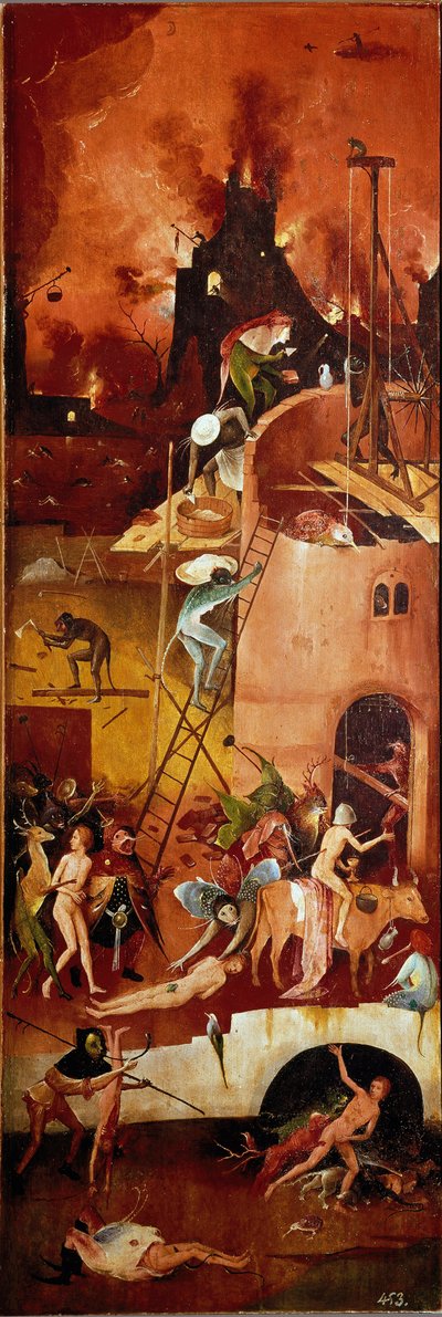 Saman triptik: cehennemi yapılar. Sağ iç panel. Ahşap üzerine boyama Hieronymus Van Aeken (Aken) dit Jerome Bosch (1450-1516) 1500-1502 Dim. 140x232 cm Gerçek Monasterio de El Escorial, El Escorial, İspanya by Hieronymus Bosch