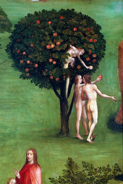 Son Yargının Triptik, sol panel. Adem ve Havva Cennette, detay (ahşap üzerine resim, c.1504) by Hieronymus Bosch