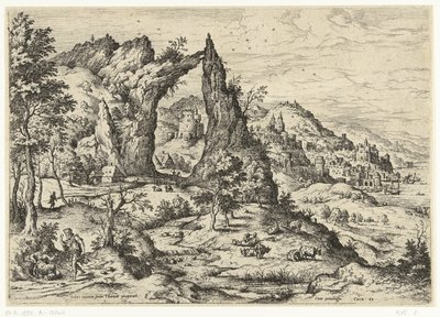 Yahuda ve Tamar İncil ve mitolojik sahneleri olan manzaralar (dizi başlığı) by Hieronymus Cock