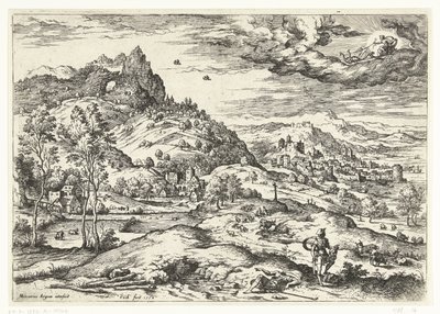 Argus başı ile Merkür İncil ve mitolojik sahneleri olan manzaralar (dizi başlığı) by Hieronymus Cock