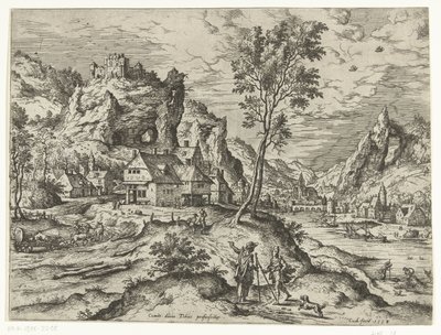İncil ve Mitolojik Sahnelerle Tobias ve Melek Manzaraları (dizi başlığı) by Hieronymus Cock