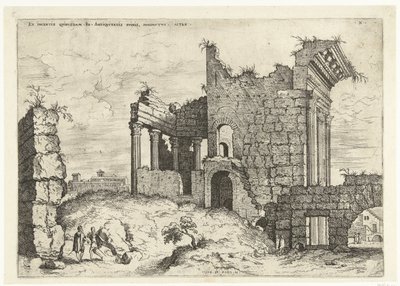 Tweede gezicht op het Forum Nerva (Nesne üzerindeki başlık) Romeinse harabeleri (dizi adı) by Hieronymus Cock