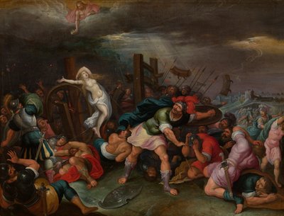 İskenderiyeli Aziz Catherine Şehitliği (panel üzerine yağlıboya) by Hieronymus II Francken