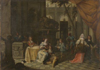 Bir terasta zarif şirket, 1669 by Hieronymus Janssens