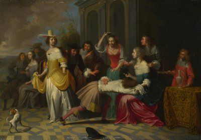 La Main Chaude oynayan Bayanlar ve Baylar, c. 1655-1665 by Hieronymus, Janssens