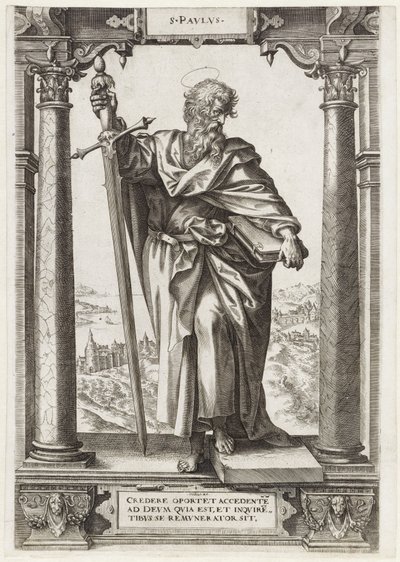 Tarsuslu Aziz Paul S. Pavlvs (nesne üzerindeki başlık) İsa ve On İki Havari ve St. Paul (dizi başlığı) by Hieronymus Wierix