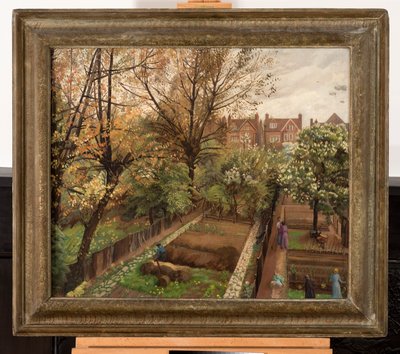 Wartime Garden, Finchley Road, Hampstead (tuval üzerine yağlı boya) by Hilda Carline