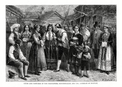 Norveç'te tipler ve kostümler, 1879. by Hildibrand