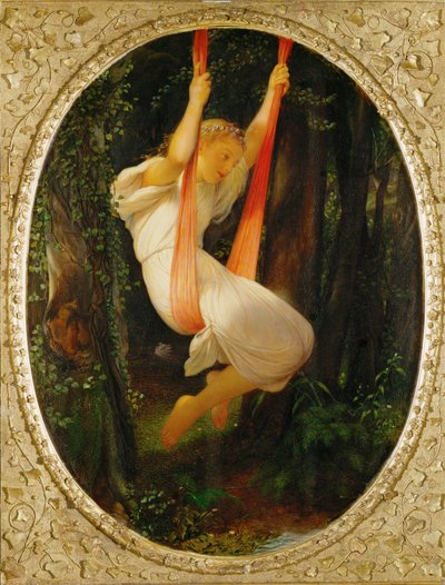 Salıncakta genç kız (ahşap üzerine boyama) by Hippolyte (1797-1856) Delaroche