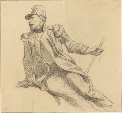Oturan Bir Asker by Hippolyte Bellange