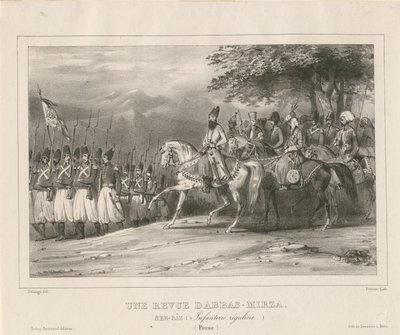 Prens, Mareşal Abbas Mirza 1789-1833, piyade alayını teftiş ediyor, 1835 by Hippolyte Bellange