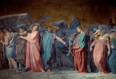 Hyppolithe Flandrin (1800-1864) tarafından bir fresk detayını taşıyan İsa 19. yüzyıl Saint Germain des Pres Kilisesi, Paris by Hippolyte Flandrin