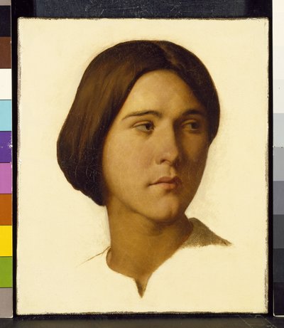 Soluna Bakan Genç Bir Kadının Başı, 19. yüzyıl by Hippolyte Flandrin