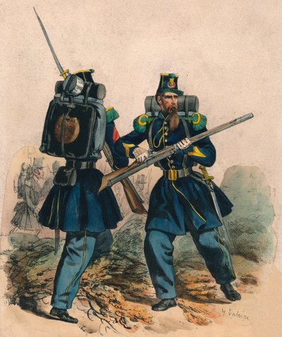 Chasseurs A Pied, 19. yüzyılın ortaları. by Hippolyte Lalaisse