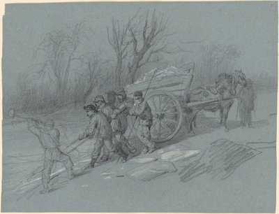 Su Kenarında Buz Toplayan İşçiler by Hippolyte Lalaisse