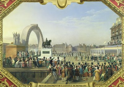 Re-establishment of the Statue of Henri IV (1553-1610) on Pont Neuf, 25th August 1818  by Hippolyte Lecomte