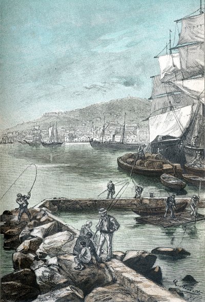 Jules Verne tarafından "Clovis Dardentor" için kromotipografide illüstrasyon, Hetzel 1896 baskısı için L. Benett tarafından gravür (gravür) by Hippolyte Leon Benett