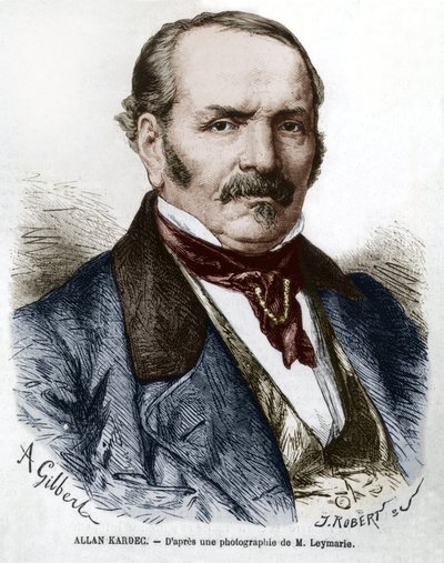 Allan Kardec (1804-1869) gerçek adı Hippolyte Leon Denisart-Rivail, Fransa'da spiritüalizmin mucidi, Leymarie'nin bir fotoğrafından sonra gravür by Hippolyte Leymarie