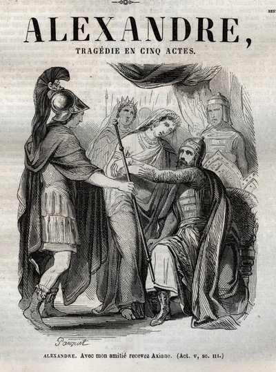 İskender. Dostluğumla Axiane - Beş perdelik Büyük Alexandre trajedisini kabul et - Pauquet tarafından resmedilen “Jean Racine