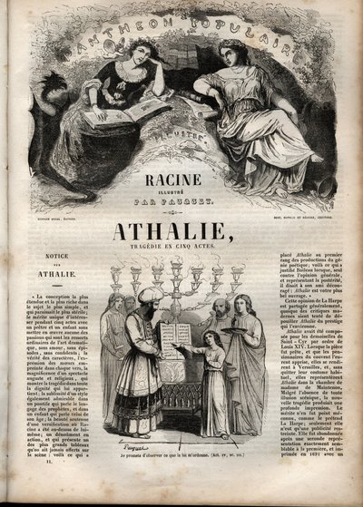 Jean Racine tarafından beş perdede Athalie trajedisi - Pauquet tarafından gösterilen “” Oeuvres de Jean Racine” de gravür ve Emile de La Bedolliere tarafından duyuru - 1851 by Hippolyte Louis Pauquet