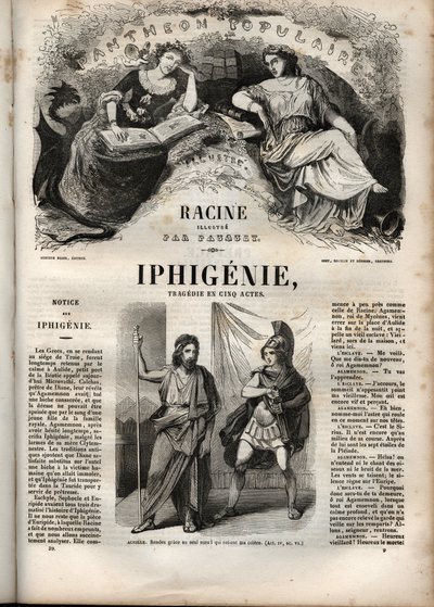 Iphigenie tragedie de Jean Racine - Pauquet tarafından resmedilen “” Oeuvres de Jean Racine” deki gravür ve Emile de La Bedolliere tarafından duyuru - 1851 by Hippolyte Louis Pauquet