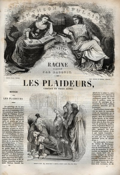 Les Plaideurs (1668) üç perdelik komedi - Pauquet tarafından resmedilen “” Jean Racine