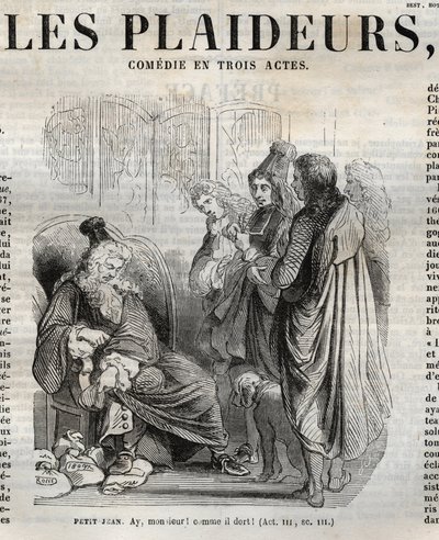 Les Plaideurs (1668) üç perdelik komedi - Pauquet tarafından resmedilen “” Jean Racine