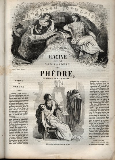 Phedre, Jean Racine tarafından (1639-1699 - Pauquet tarafından resmedilen “” Jean Racine Eserleri”nde gravür ve Emile de La Bedolliere tarafından not - 1851 by Hippolyte Louis Pauquet