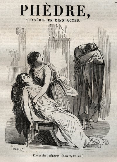 Phedre, Jean Racine tarafından (1639-1699 - Pauquet tarafından resmedilen “” Jean Racine Eserleri”nde gravür ve Emile de La Bedolliere tarafından not - 1851 by Hippolyte Louis Pauquet