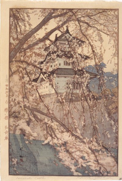 Hirosaki Kalesi (renkli tahta baskı) by Hiroshi Yoshida