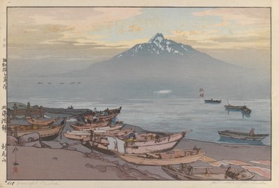 Huzurlu Rishiri (kağıda tahta baskı) by Hiroshi Yoshida