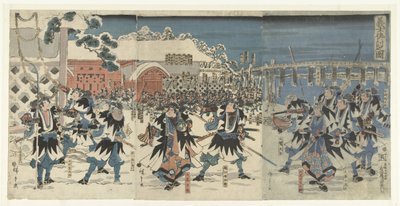 İnançsız Lidersiz Samurayın İntikamı Gishi katakiuchi no zu (nesne üzerindeki başlık) by Hiroshige (I) , Utagawa