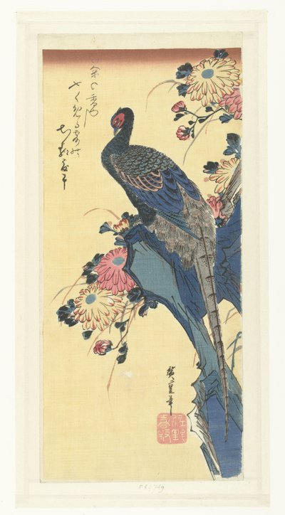 Sülün ve krizantem by Hiroshige (I) , Utagawa
