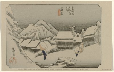 Kambara No. 16. Kambara: Hiroshige De Tôkaidô van Hiroshige tarafından boyanmış Tokaido'daki elli üç yerden biri (dizi adı) Hiroshige no fude Tôkaidô (nesne üzerinde dizi başlığı) by Hiroshige (I) , Utagawa