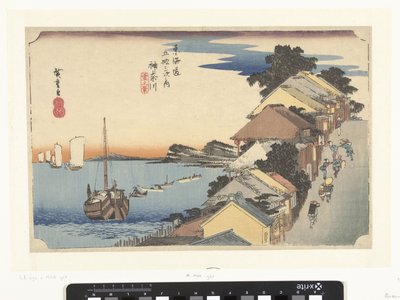 Kanagawa, bergopwaarts Kanagawa, dai no kei (nesne üzerindeki başlık) 53 istasyon van de Tokaido (dizi başlığı) Tokaido gojusan tsugi no uchi (nesne üzerinde seri başlığı) by Hiroshige (I) , Utagawa