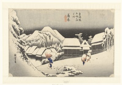 Kambara, Avon ds Hey w Kamihara, gece kar (kan t sesi bje CT) 53 s Tachi sesi s Van de kentsel derecesi (seri zemin te) Kentsel derece Ana dağ Sıradaki (Seri zemin te ses bje CT) by Hiroshige (I) , Utagawa