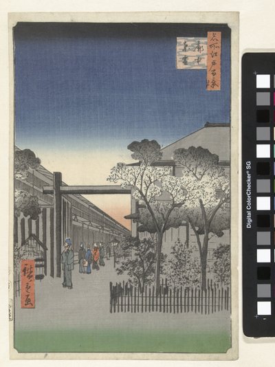 Yoshiwara Kakuchu toun'da şafak (nesne üzerinde başlık) Edo'nun yüz ünlü yüzü (dizi başlığı) Meisho Edo hyakkei (nesne üzerinde dizi başlığı) by Hiroshige (I) , Utagawa