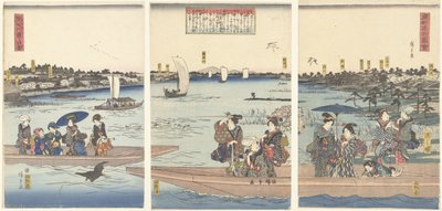 Sumida Nehri üzerindeki feribotlar Sumidagawa watashi no zu (nesne üzerindeki başlık) Doğu Başkentinin Ünlü Manzaraları (dizi başlığı) Toto meisho zue (nesne üzerinde dizi başlığı) by Hiroshige (I) , Utagawa