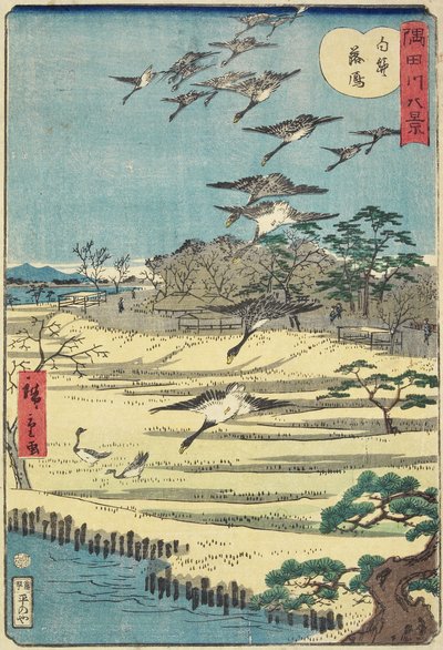 Kasım 1861'de Shirahige'de Yuvalanan Kazlar by Hiroshige II