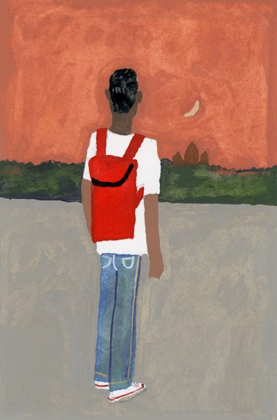 Kırmızı sırt çantası taşıyan bir gezgin,2016, by Hiroyuki Izutsu