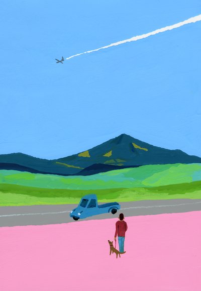 Uçak ve kamyonet ve köpek ve çayır kamyoneti by Hiroyuki Izutsu
